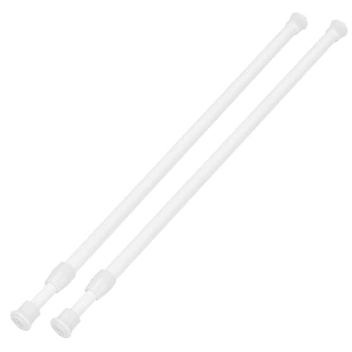 Ginbel Direct 2 Pack Tension Curtain Rod 15.7-28 Inch, Small Short Adjustable Extendable Spring Loaded Rods for Windows Cabinet Blinds Closet Bedroom Kitchen Bathroom Door No Drilling, White