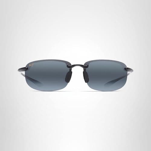 Maui Jim Men's & Women's Hookipa Polarized Rectangle Sunglasses, Gloss Black/Neutral Grey Polarized, Medium Fit
