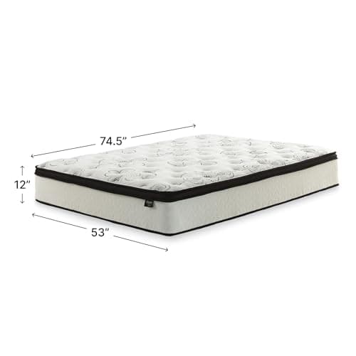 Signature Design by Ashley Chime 12 Inch Hybrid Full Mattress, Memory Foam with Lumbar Support, High-Density Foam & Pocketed Coils for Comfort & Back Support, Mattresses in a Box, Full Size
