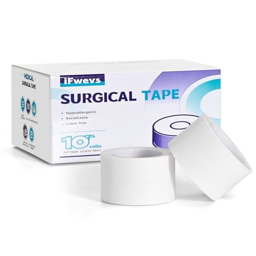 iFwevs Paper Medical Tape 10 Rolls - 1" x 10 Yards Latex-Free & Hypoallergenic Soft Paper Surgical Tape, Applicable to Surgical Tape for Skin, Dressings, Wound First Aid Tape