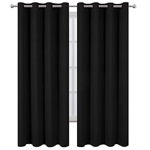 LEMOMO Blackout Curtains 52 x 84 inches Long Black Curtains Set of 2 Panels Thermal Insulated Room Darkening Curtains for Bedroom
