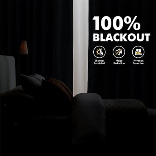MIULEE 100% Blackout Linen Curtains for Bedroom, Ivory Solid Luxury Decor Thermal Insulation Room Darkening Drapes for Living Room Nursery Back Tab Rod Pocket 42 x 84 Inches, 2 Panels