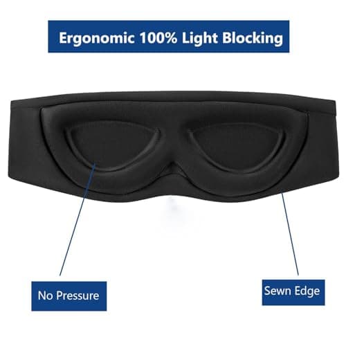 ALASKA BEAR Sleep Mask for Side Sleepers Patented Design, Cup-Shaped and Extra-Soft, 100 Blackout Eye Mask Shades Cover for Men and Women Home or Travel, Machine Washable, Black