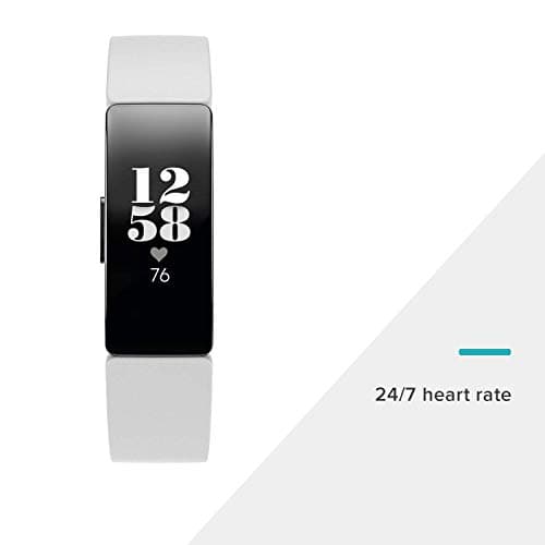 Fitbit Inspire HR Heart Rate and Fitness Tracker With S and L Bands, White, One Size, 1 Count