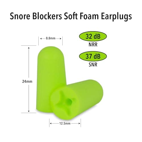 Mack’s Snore Blockers Soft Foam Earplugs, 50 Pair – 32 dB High NRR, 37 dB SNR – Comfortable Ear Plugs for Sleeping, Snoring, Loud Noise and Travel
