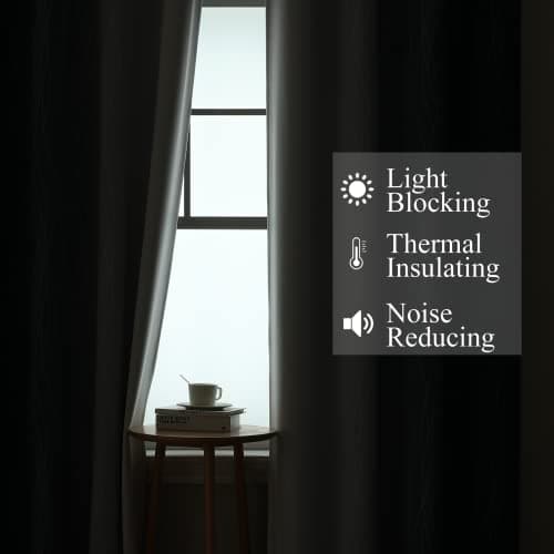 Estelar Textiler Navy Blue and Greyish White Blackout Curtains for Bedroom 84 Inches Long, Full Room Darkening Grommet Curtains for Living Room,Thermal Insulated Ombre Drapes,52Wx84L,2 Panels