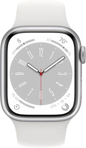Apple Watch Series 8 [GPS, 41mm] - Silver Aluminum Case with White Sport Band - S/M (Renewed)