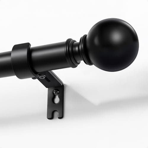 Joydeco Black Curtain Rods for Windows 32 to 120 inches, 1 inch Diameter Heavy Duty Adjustable Curtain Rods for Bedroom, Sliding Glass Doors, Patio