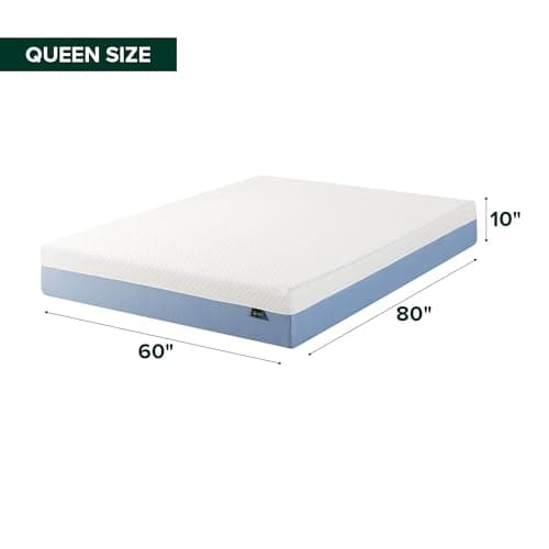 Zinus 10 Inch Queen Cooling Essential Memory Foam Mattress [NewVersion], Fiberglass Free, Medium Feel, Breathable Cooling Layers, Certified Safe Materials