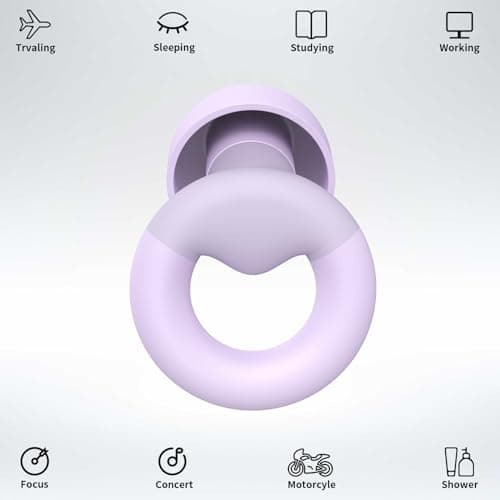 JUSTRVN Earplugs for Sleeping,Noise Reduction Soft Silicone Ear plugs with 7 Pairs Ear tips&One Connection Cord,Hearing Protection Reusable Earplugs for Sleeping,Concert,Work&Sound Reduction 25dB-30db