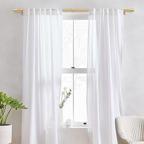 IFELS Heavy Duty Curtain Rods for Windows 66 to 120 Inch, 1 Inch Gold Curtain Rod Adjustable, Decorative Long Curtains Rods with Metal Finials, Easy Installation and Modern Design (A2,Gold,30"-120")