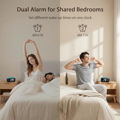 HOUSBAY Digital Alarm Clock Radio for Bedrooms, Phone-Free Wake-up with Dual Alarm, Night Light, Small Radio Clock for Bedside