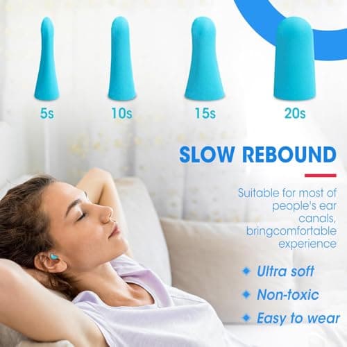 AZEN 100 Pairs Ear Plugs Bulk, NRR 32dB Soft Foam Ear Plugs for Sleeping Noise Cancelling, Earplugs for Concerts Shooting Swimming Noise Reduction (Lake Blue)