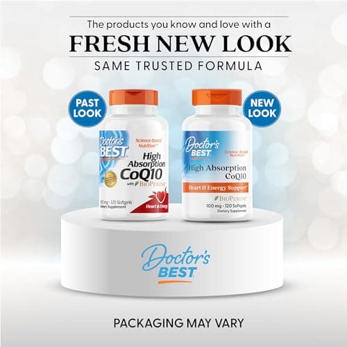 Doctor's Best High Absorption CoQ10 with BioPerine Supplement - Coenzyme Q10 Softgels for Heart Health & Antioxidant Support, Naturally Fermented CoQ10 100mg for Women & Men, Non GMO - 120 Softgels