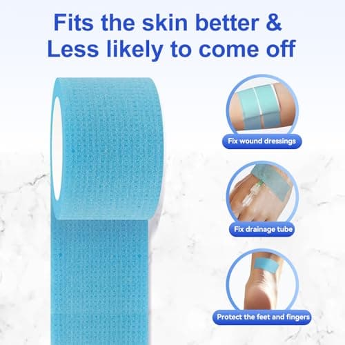 Niceful 2 Rolls Silicone Medical Tape for Wound Care - Hypoallergenic Surgical Tape for Secures Dressings and Gauze, Blue Waterproof Medical Tape for Sensitive Skin （1" x 5.5 Yard）