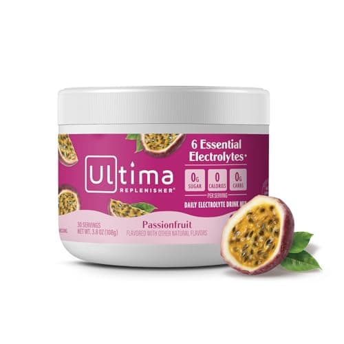 Ultima Replenisher Daily Electrolyte Powder Drink Mix – Passionfruit, 30 Servings Canister – Zero Sugar Hydration Powder with 6 Electrolytes & Minerals – Sugar Free, Plant-Based & Keto Friendly