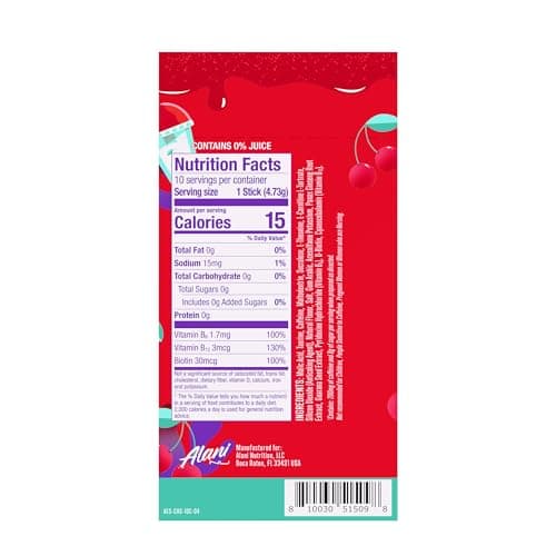 Alani Nu CHERRY SLUSH, Energy Sticks Drink Powder, 200mg Caffeine, Pre Workout Performance with Antioxidants, On-The-Go Drink Mix, Biotin, B Vitamins, Zero Sugar, 5 Calories, 10 Pack