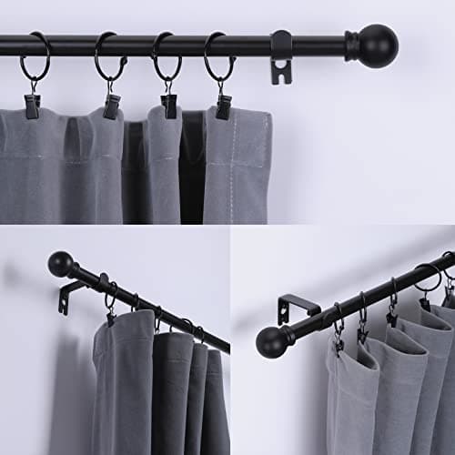 Thestoa Curtain Rods for Windows 48 to 84-92 inch, 5/8" Matte Black Curtain Rod, Stainless Steel Small Curtain Rods for Bedroom, Living Room,Kitchen,Farmhouse, Outdoor Curtain rod Black