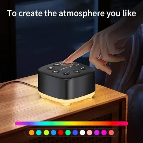 Meditation White Noise Sound Machine 30 Soothing Sounds with 32 Volume Control 12 Night Light 5 Timers Portable Sleep Machine for Travel Powered by AC or USB Sleep Therapy for Baby Kids Adults (Black)