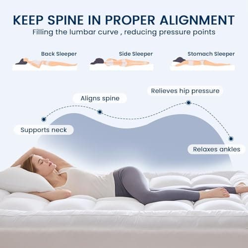 YUGYVOB Queen Mattress Topper Extra Thick, Cooling, and Breathable Mattress Pad 8-21" Deep Pocket Soft Down Alternative Fill