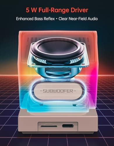 Divoom MiniToo Retro PC-Style Computer Speaker, Smart Pixel Screen with DIY Faces, Bluetooth & USB Audio, Alarm/White Noise Clock, Desk Setup Gift for Bedroom, Office & Gaming