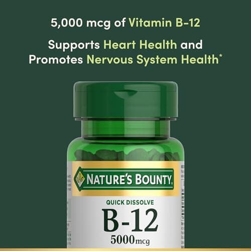 Nature's Bounty Vitamin B12, Supports Energy Metabolism and Nervous System Health, 5000mcg, 40 Quick Dissolve Tablets