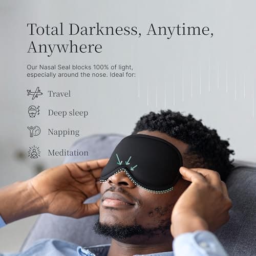 Nox Sleep 3D Sleep Mask for Men, 100% Blackout Eye Mask for Sleep, Ice Silk Adjustable Sleeping Mask for Side Sleepers, Soft Breathable Blindfold, Perfect Sleep Mask for Travel & Women (Black)
