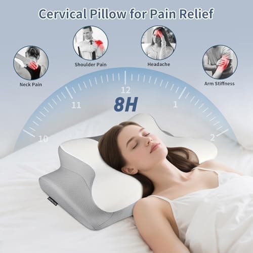 Cervical Neck Pillow for Pain Relief - Ergonomic Side Sleeper Pillow for Neck Support, Cooling Cervical Pillow for Sleeping, Contour Orthopedic Memory Foam Pillows for Back Stomach Sleepers