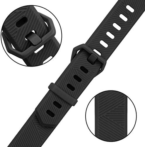 Tobfit Pack 2 Sport Bands Compatible with Fitbit Alta Bands/Alta HR/Ace, Soft TPU Replacement Wristbands with Metal Secure Buckle for Women Men (Black/Black, Large)