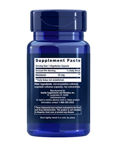 Life Extension Melatonin, 10 mg, Healthy Dose, Our Highest Available Dosage, for Sleep Support, Healthy Immune Response, Oxidative Stress Defense, Vegetarian, 60 Capsules