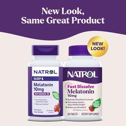Natrol Melatonin 10mg Fast Dissolve Tablets - Strawberry Flavor, 200 Count, Sleep Support, Fast Dissolve Melatonin for Adults, 200-Day Supply