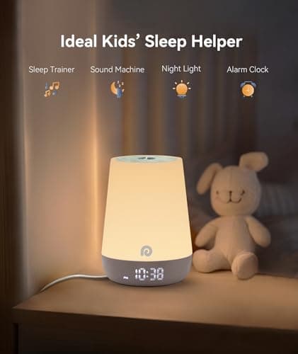 Dreamegg Sound Machine Baby - White Noise Sound Machine Baby With Night Light, Ok to Wake Alarm Clock, 34 Soothing Sounds, Sleep Trainer, Routine Builder, App Control for Kids Nursery Sleeping Bedroom