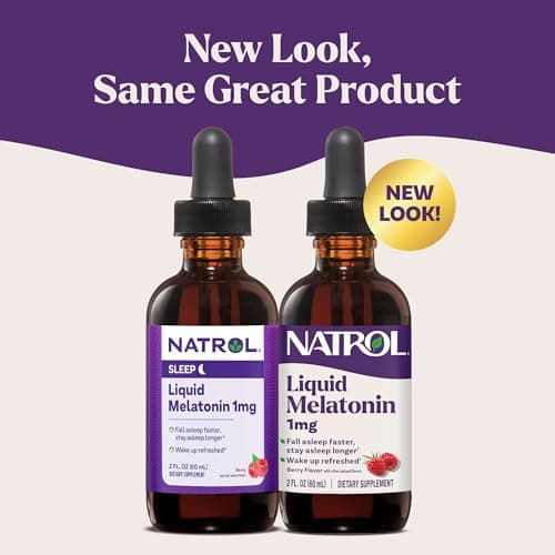 Natrol Liquid Melatonin 1 mg, Adult Melatonin Supplement to Fall Asleep Faster and Stay Asleep Longer, Wake Up Refreshed, 2 FL OZ Berry-Flavored Liquid, 15 Servings