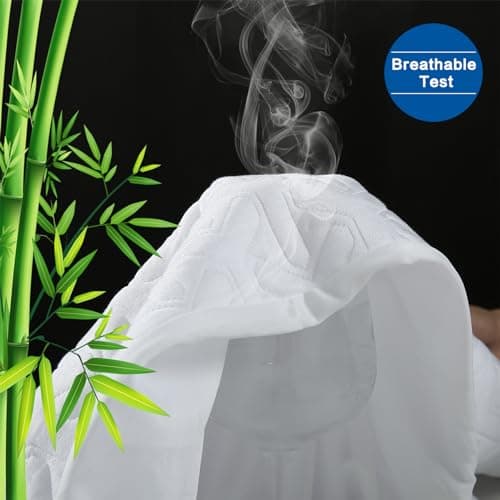 Premium Waterproof Mattress Protector Queen Size,4D Air Cooling 300GSM Mattress Cover,Breathable All-Round 360° Bed Mattress Pad Noiseless Vinyl Free (White,Queen)