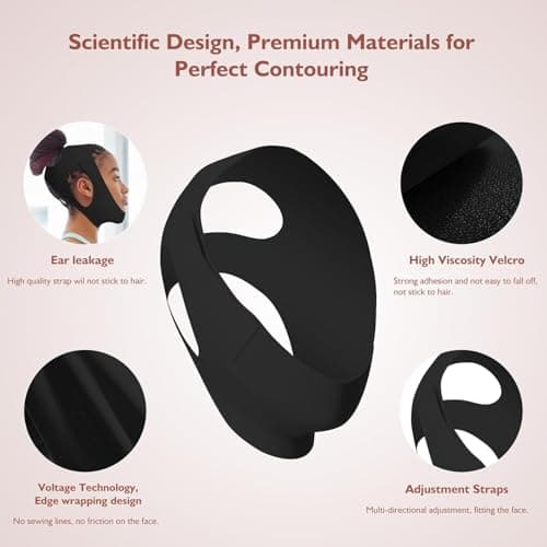 Jawline Shaper Chin Strap for Sleeping, Reusable V-Line Mask for Women Face Lifting Made w/Electric-Hot-Press Tech for Skin-Friendly & Breathable Cooling Fabric