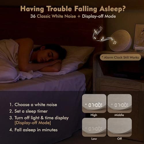 Tap-to-Snooze Sunrise Alarm Clock with Sound Machine, 36 Sounds White Noise Machine for Sleeping Adults, Gradual Sunrise Clock with Bluetooth Speaker & Remote Control, 15-Color Night Light丨Putty