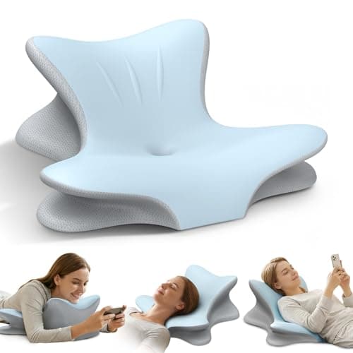 Cervical Neck Pillow for Pain Relief, Ergonomic Reading Pillow for Bed, Orthopedic Wedge Pillow Back Support Pillow, Contour Memory Foam Pillows for Sleeping, Couch Floor Use Lying, Leaning Reading