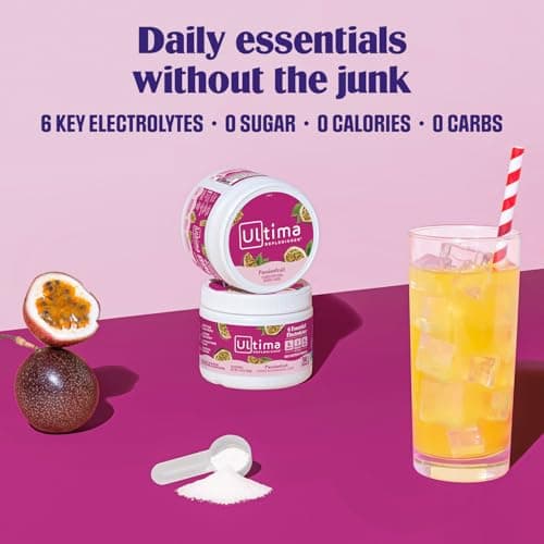 Ultima Replenisher Daily Electrolyte Powder Drink Mix – Passionfruit, 30 Servings Canister – Zero Sugar Hydration Powder with 6 Electrolytes & Minerals – Sugar Free, Plant-Based & Keto Friendly