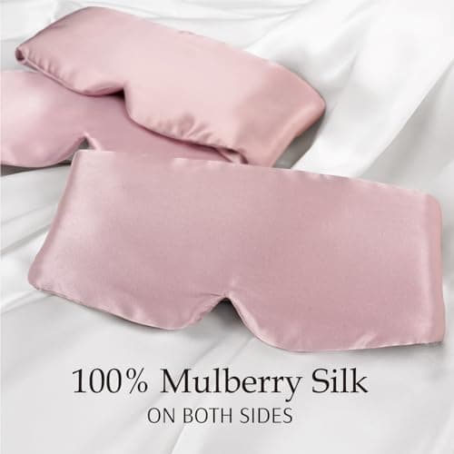 Zenssia 100% Mulberry Silk Sleep Mask Eye Mask for Man and Woman with Adjustable Headband, Full Size Large Sleep Mask & Blindfold for Total Blackout for All Night Sleep, Travel & Nap- Light Plum