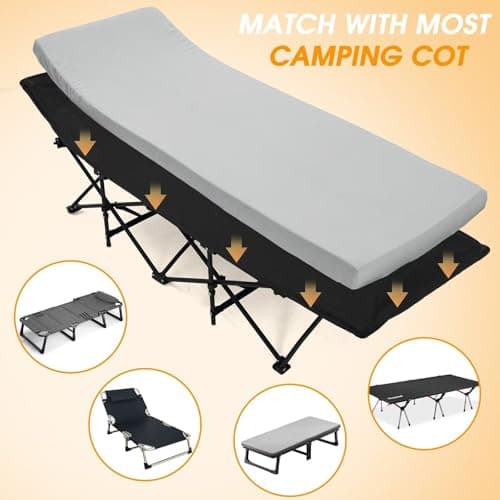 CYMULA Camping Cot Mattress 2in Memory Foam Sleeping Pad,Soft Warm Non-Slip Camping Mattress Topper with Retaining for Adults,Portable Roll up Pad for Travel（75 * 30 * 2,Grey）