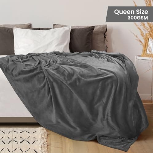 Utopia Bedding Fleece Blanket Queen Size Grey (90x90 Inches) Ultra Soft Warm Lightweight Microfiber Breathable Anti-Static Cozy Bed Blanket, All-Season Home Decor Gift for Men & Women