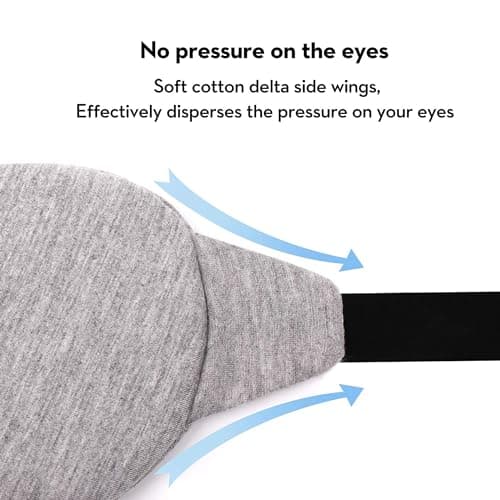 Kimkoo Sleep Mask-Eye Mask for Sleeping, Sleeping Mask Blocking Out Light Perfectly for Women and Men, Soft and Comfortable Blindfold for Travelling, with Pouch (Black+Gray)