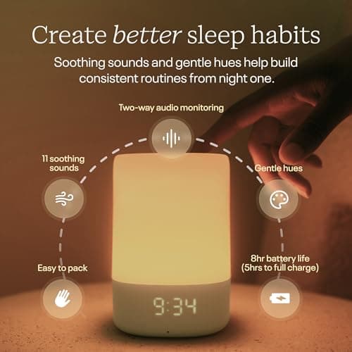 Nanit Sound and Light Smart Baby Night Light and Sound Machine | Audio Monitor | Cry Detection Alert Feature | OK to Wake Alarm Clock for Kids | Temp & Humidity Tracking | Rechargeable Battery | WiFi