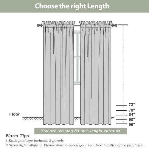 OWENIE Sheer Curtains 84 inches Long 2 Panels Set for Living Room/Bedroom, Rod Pocket Voile Sheer Panel Drapes, White, 2pcs, Each 42" W x 84" L