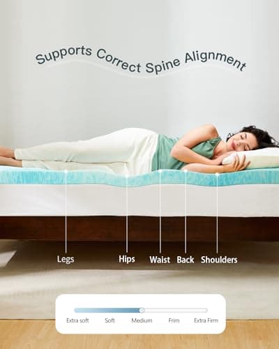 PERLECARE 3 Inch Queen Memory Foam Mattress Topper, Cooling Gel Infused Mattress Pad, Ventilated Bed Topper for Pressure Relief, Made with CertiPUR-US® Certified Foam, Blue