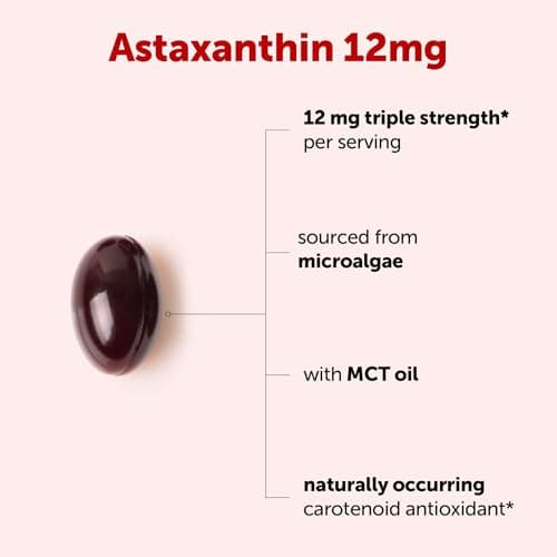 Micro Ingredients Astaxanthin 12mg with MCT Oil, 120 Softgels, 4 Month Supply | Premium Astaxanthin Antioxidant Supplements* | Fresh Microalgae Source | Triple Strength, Non-GMO, Gluten Free, No Soy
