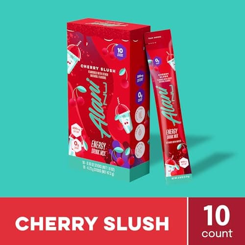 Alani Nu CHERRY SLUSH, Energy Sticks Drink Powder, 200mg Caffeine, Pre Workout Performance with Antioxidants, On-The-Go Drink Mix, Biotin, B Vitamins, Zero Sugar, 5 Calories, 10 Pack
