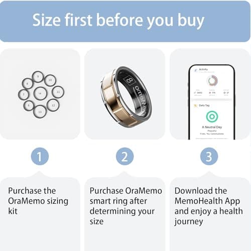 OraMemo Sizing Kit 1.0, Size Before Buying the Smart Ring, 9 Sizes from Size 6-14, Only Accurate Measurement for Smart Ring 1.0