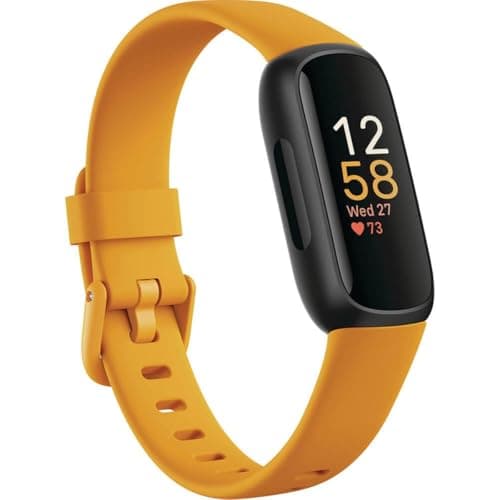 Fitbit Inspire 3 Health &-Fitness-Tracker with Stress Management, Workout Intensity, Sleep Tracking, 24/7 Heart Rate and more, Morning Glow/Black, One Size (S & L Bands Included)