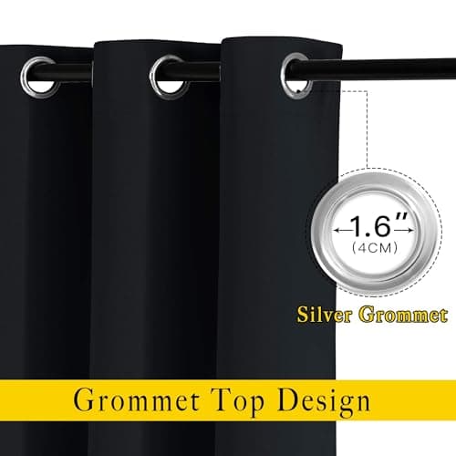 NICETOWN Black Out Curtains for Bedroom 84 inches Long - Light Reducing Thermal Insulated Solid Grommet Curtains/Panels/Drapes for Living Room (Set of 2, W52 x L84)